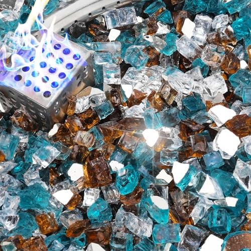 NUPICK 20 Pound Fire Glass, 1/2 Inch Reflective Fire Pit Glass