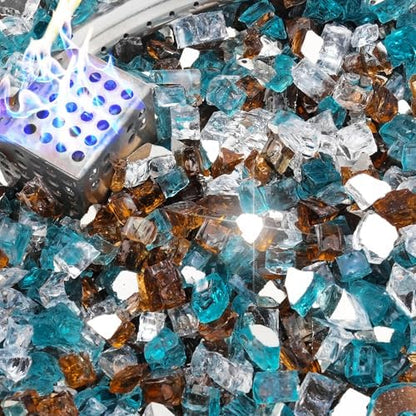 NUPICK 20 Pound Fire Glass, 1/2 Inch Reflective Fire Pit Glass