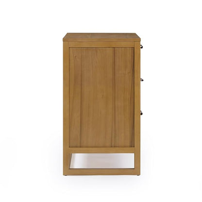 Teamson Home Hatteras 30'' W 3-Drawer Dresser with Rattan Inset Panels, Solid Pine Wood Frame and Acacia Veneer Plus Anti-Tip Kit Included, Coastal Modern Style, Natural Finish | Rattan Inset Panels, Solid Pine Wood Frame, Acacia Veneer, Anti-Tip Kit I...