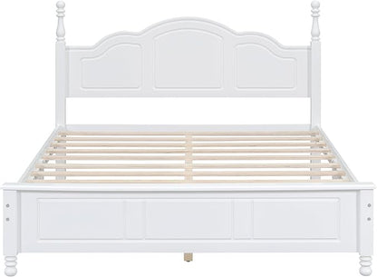 Harper & Bright Designs 3 Pieces Queen Bedroom Sets, Wooden Queen Size Platform Bed Frame with 2 Nightstands, Retro Design Queen Bedroom Furniture Sets, Easy to Assemble,White