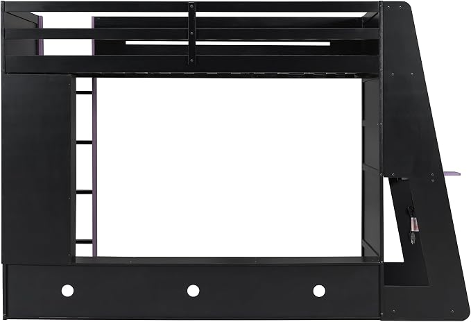 Merax Twin Size Loft Bed with Desk, Multi-Storage Shelves and RGB Light | Space-Saving Wooden Gaming Bed Frame with Charging Station and Guardrail