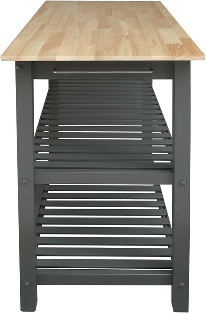 Casual Home Kitchen Island with Solid American Hardwood Top, Slate Gray, 40" W (373-932)