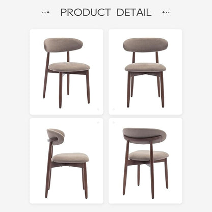 COLAMY Wooden Dining Chairs Set of 2, Modern Fabric Upholstered Dining Room Chair, Farmhouse Kitchen Chair with Foot Pegs, Camel
