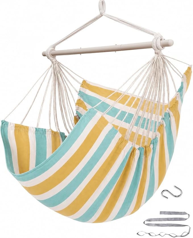ADVOKAIR Hammock Chair Swing, Heavy-Duty Hanging Rope Swing Seat Supports 500 Lbs, Ideal for Outdoor Patio, Backyard, Porch, Deck & Indoor Bedroom Use