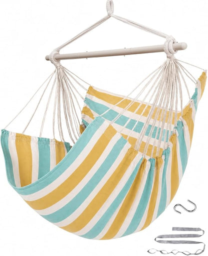 ADVOKAIR Hammock Chair Swing, Heavy-Duty Hanging Rope Swing Seat Supports 500 Lbs, Ideal for Outdoor Patio, Backyard, Porch, Deck & Indoor Bedroom Use
