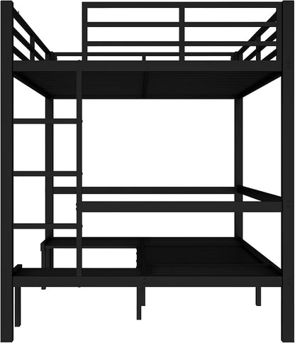 Bellemave Queen Over Queen Futon bunk Bed, Lower bunk can be Pulled Out in Three Sections, Loft Bed with Sofa for Teens, Adults, Bedroom, Black(Excluding Cushions and mattresses)