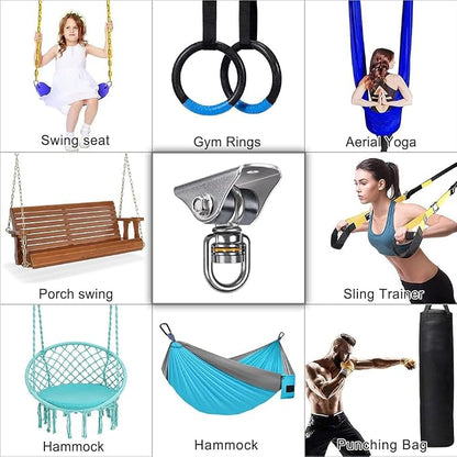 BeneLabel Silent Swing Hanger with Bearing Stainless Steel Hanging Chair Mount 1000 LB Capacity Swing Mount 360°Swivel Hook for Hammock Chairs, Porch Swings, Punching Bags