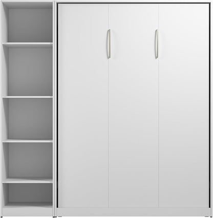 Bestar Claremont Full Murphy Bed with Closet Organizer (79W) in White, Space-Saving Sleeping Arrangement for Multipurpose Room