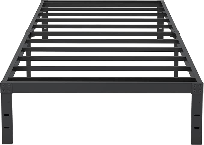 Cieemine 10 Inch Twin Bed Frames, Platform Metal Bed Frame Twin Size Heavy Duty Steel Slat Mattress Foundation, No Box Spring Needed, Easy Assembly, Noise-Free, Black