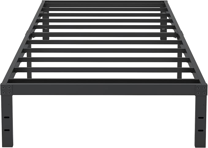 Cieemine 10 Inch XL Twin Bed Frames, Platform Metal Bed Frame Twin XL Size Heavy Duty Steel Slat Mattress Foundation, No Box Spring Needed, Easy Assembly, Noise-Free, Black