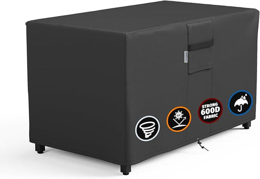 SHINESTAR Fire Pit Cover Rectangular, Fits for 40-44 Inch Fire Pit Table, 600D Heavy Duty Fabric, Waterproof and Windproof, 44 x 24 x 24 Inches, Black