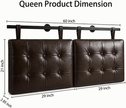 Queen Headboard only, Wall Mounted Headboard for Adjustable Bed, Hanging Head Board for Queen Size Bed Button Tufted Upholstered Headboard Cabeceras De Cama for Bedroom, Dorm, Dark Brown Faux Leather