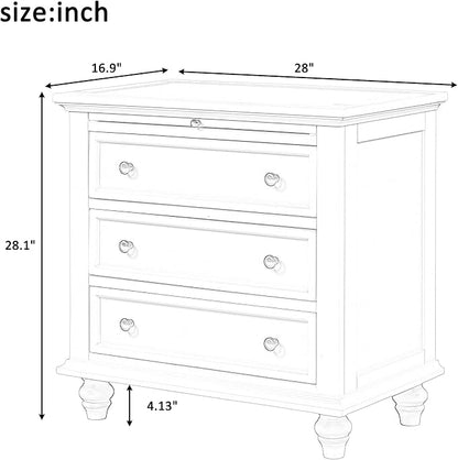 Merax Wood Nightstand with Drawers Set of 2, Bedside End Table with Pull Out Tray, Brown (No Guide Rails)
