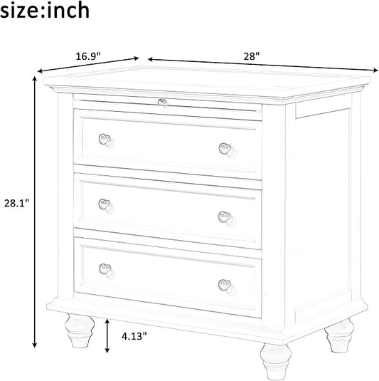 Merax Wood Nightstand with Drawers Set of 2, Bedside End Table with Pull Out Tray, Brown (No Guide Rails)