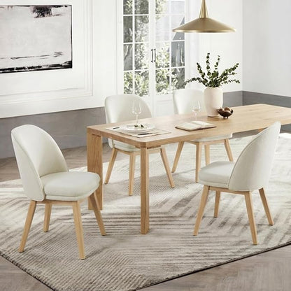 KISLOT Wooden Dining Chairs Set of 4, Fabric Upholstered Modern Dining Room Chairs with Double-Layer Thick Seat Cushion & Ergonomic Backrest for Restaurant, Kitchen and Café, 2 Boxs