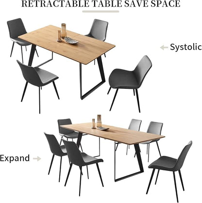 ZckyCine 63‑79 Inch Expandable Dining Set with 8 PU‑Leather Chairs, Wooden Tabletop for Large Dining‑Rooms and Banquet Spaces