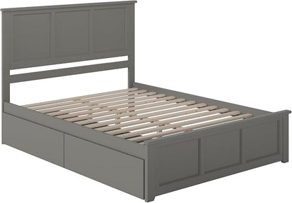 AFI, Madison King Solid Wood Platform Bed with Matching Footboard & Storage Drawers, Grey