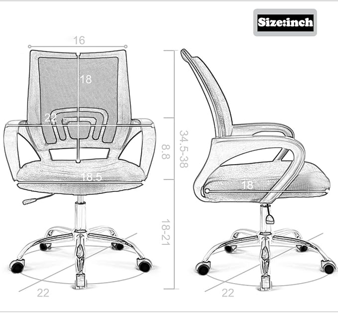 Office Chair Ergonomic Cheap Desk Chair Mesh Executive Computer Chair with Arms for Back Pain, Set of 2