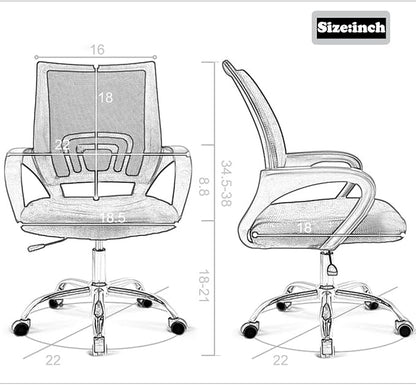 BestOffice Office Chair Mid Back Desk Chair1 Ergonomic Mesh Computer Gaming with Larger Seat, Executive Height Adjustable Swivel Task with Lumbar Support Armrest for Women Adults Women, Men White