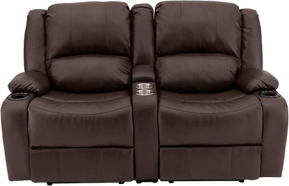 RecPro Charles RV Power Loveseat | 64" | Cup Holders | Mahogany
