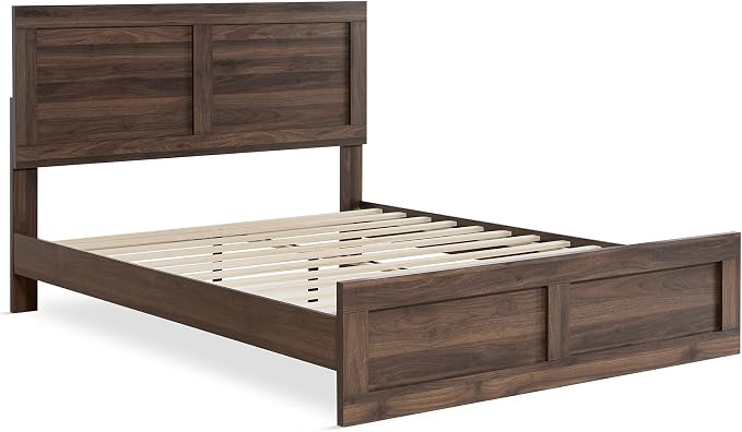 KISLOT 3 Pieces Bedroom Set, Wood Bed Frame with Upholstered Headboard & 2 Nightstands with Storage, Wooden Platform Mattress Foundation Farmhouse Bedroom Furniture Set