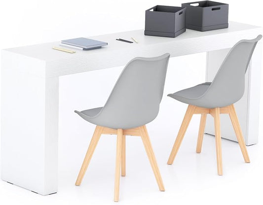 Mobili Fiver, Evolution Desk 70.9 x 15.7 in, Ashwood White with Two Legs, Made in Italy
