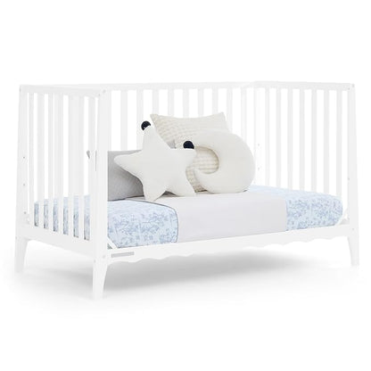 Delta Children Lulu 5-in-1 Convertible Crib, Converts to Toddler Bed, Daybed, Sofa & Full-Size Bed, Greenguard Gold Certified, Fits Standard Crib Mattress, 3 Mattress Heights for Baby,Bianca White