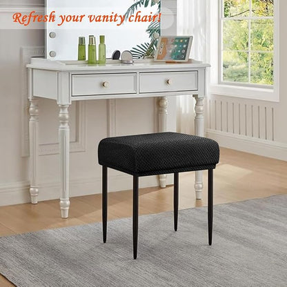 Levoberg Bar Stool Cover Rectangle Stretch Counter Height Barstool Slipcovers Rectangular Vanity Stool Cover Kitchen Counter Saddle Seat Cover for Wooden Metal Bench Set of 4 Black