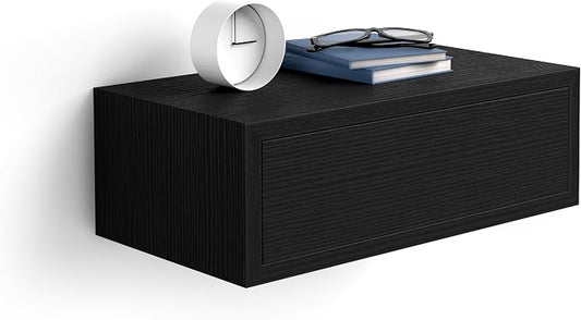 Mobili Fiver, Riccardo Floating nightstand, Ashwood Black, Made in Italy