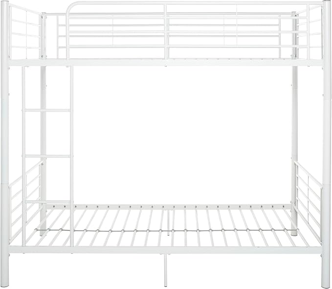 Walker Edison Elodie Urban Industrial Twin Over Twin Metal Bunk Bed, Twin Over Twin, White