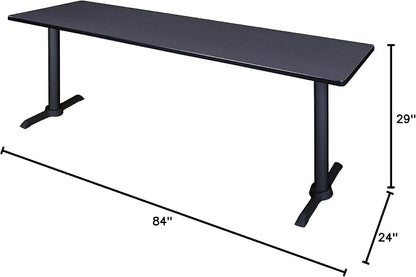 Romig Pillar 84 x 24 in. Steel T-Base Training Seminar Table- Grey