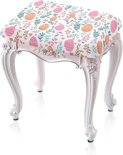Easter Colorful Eggs Bar Stool Seat Covers Rectangle Stool Covers 2pcs Bench Covers Slipcover Rectangle Stretch Counter Height Bar Stools Slipcovers Counter Stool Covers Saddle Seat Cover