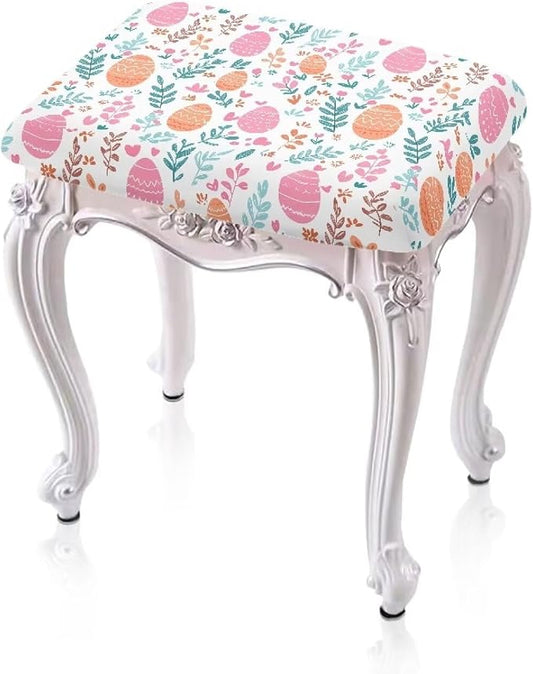 Easter Colorful Eggs Bar Stool Seat Covers Rectangle Stool Covers 2pcs Bench Covers Slipcover Rectangle Stretch Counter Height Bar Stools Slipcovers Counter Stool Covers Saddle Seat Cover