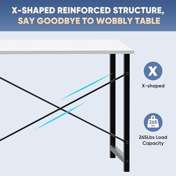 DUMOS 32 Inch Small Computer Desk for Home Office, Modern Study Work Table Simple Style for Bedroom, Writing Desks with X-Shaped ReInchforcement, Black