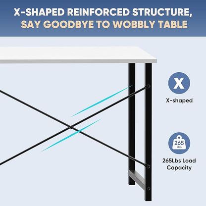 DUMOS 32 Inch Small Computer Desk for Home Office, Modern Study Work Table Simple Style for Bedroom, Writing Desks with X-Shaped ReInchforcement, Black
