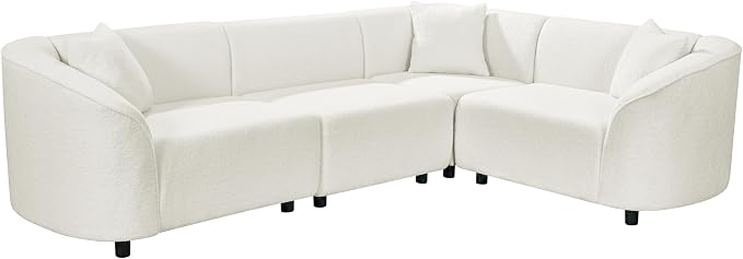 Merax 104" L-Shaped Curved Sofa, Comfy Upholstered Sectional Couch with Extra Deep Seats, Boucle Sofa for Living Room Apartment Office, Beige