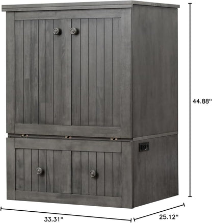 Mega Solutions Murphybedz Tuscany Murphy Cabinet Chest Bed with Charging Station 6 Inch (Galaxy Grey, Single)