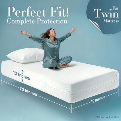 Utopia Bedding Mattress Protector Zippered Twin Size (Pack of 4), 100% Waterproof Bed Bug and Dust Mite Proof Mattress Encasement, Absorbent 6 Sided Mattress Cover
