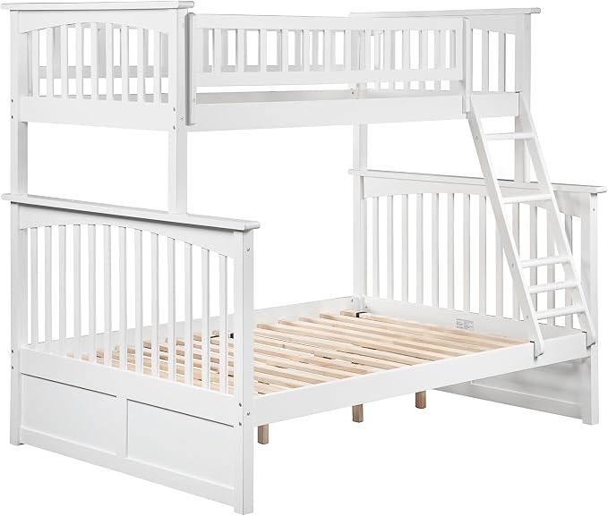 AFI, Columbia Ladder Bunk Bed Twin Over Full, White