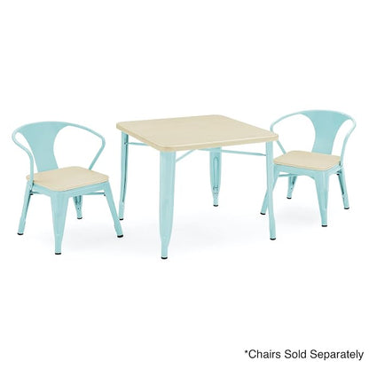 Delta Children Bistro Kids Play Table - Ideal for Arts & Crafts, Snack Time, Homeschooling, Homework & More, Aqua Metal/Natural Birch