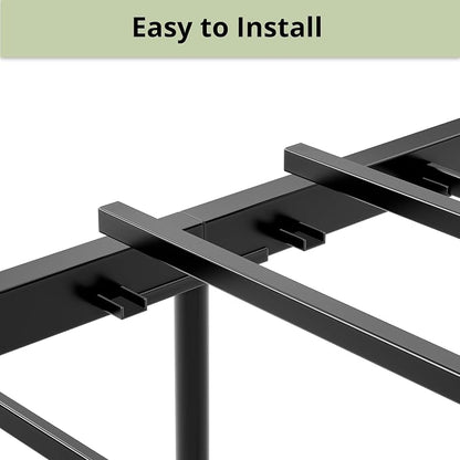 LIKIMIO King Bed Frame, Tall Industrial Headboard 51.2 ", Platform Bed Frame with Strong Metal Support, Solid and Stable, Noise Free, No Box Spring Needed, Easy Assembly, Charcoal Grey