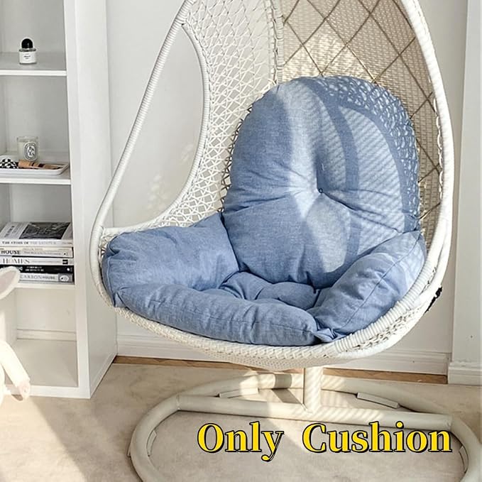 Swing Egg Chair Cushion Thickened Hanging Basket Seat Cushion Washable Hammock Chair Cushions Outdoor Patio Hanging Chairs Cushions Replacement (Only Cushion) (Blue)