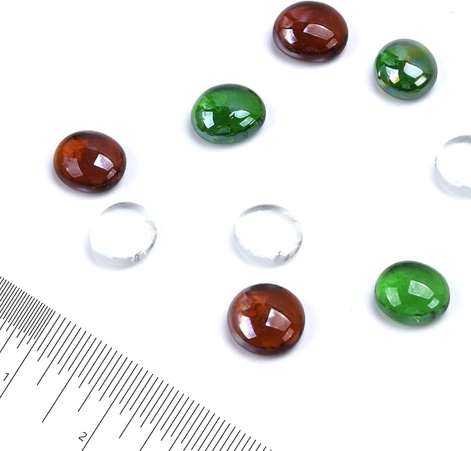 GasSaf Blended Fire Glass Beads for Outdoor Fire Pit, Fireplace, Replaces Existing Gas Logs & Lava Rocks, 3/4 Inch Glass(20 Pound)(Green, Amber, Crystal Clear Luster)
