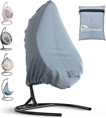 Patio Egg Chair Cover with Zipper and Air Vent, Mrrihand 420D Heavy Duty Outdoor Chair Cover Waterproof, Hanging Swing Chair Covers, 74.8”H X 45.3”W, Grey, 1 Pack