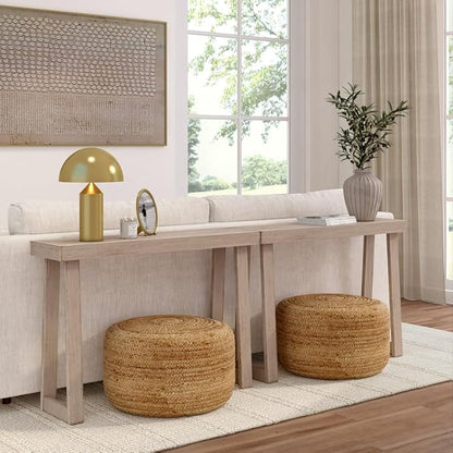 Plank+Beam Classic 46 Inch Console Table, Solid Pine Wood Entryway Table, Narrow Sofa Table for Hallway or Living Room, Seashell