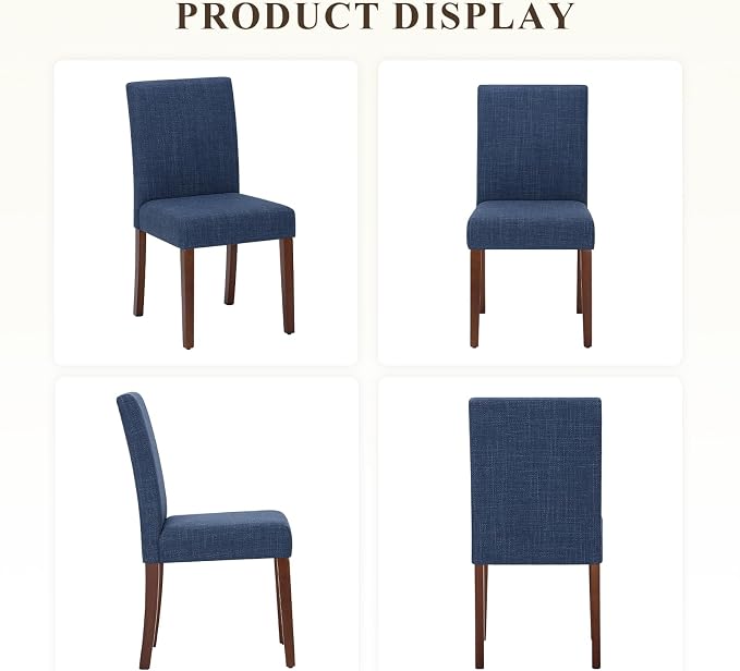 MALOL Upholstered Dining Chairs Set of 6, Modern Fabric Dining Room Chair, Wooden Dining Chair, Kitchen Side Chairs, Farmhouse Dinner Chair with High Back for Kitchen, Blue