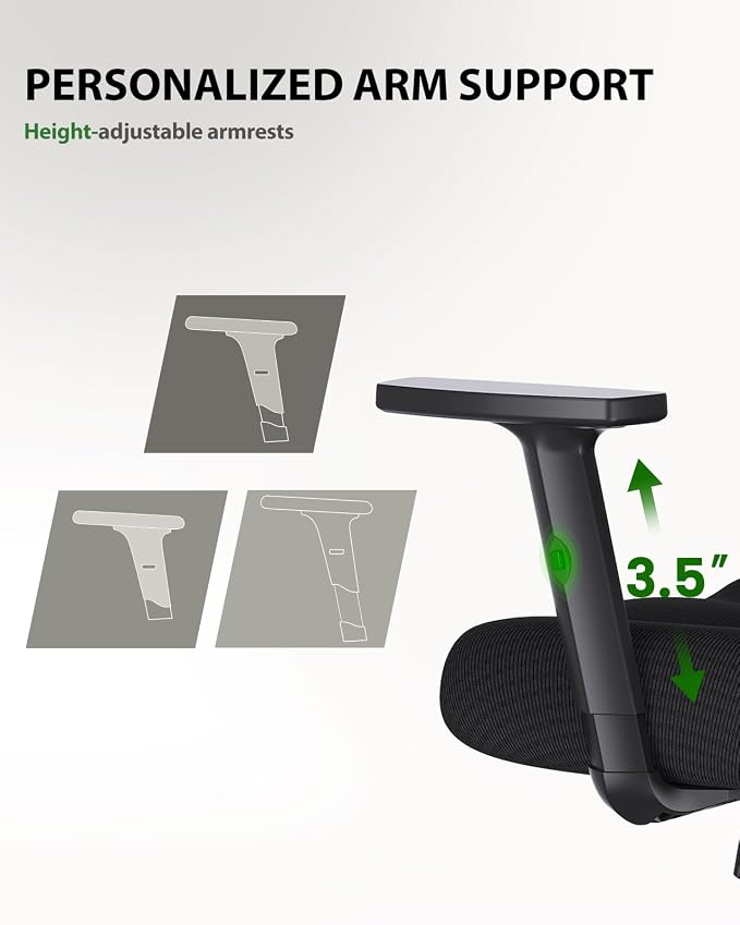 Marsail Ergonomic Office Chair Ergonomic Gaming Chair with Lumbar Support, 2D Headrest, Adjustable Armrests, Contoured Seat Cushion, Computer Desk Chair with Wheels for Home and Office, Pack of 5