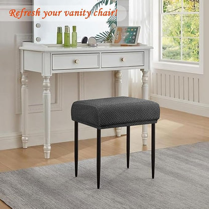 Levoberg Bar Stool Cover Rectangle Stretch Counter Height Barstool Slipcovers Rectangular Vanity Stool Cover Kitchen Counter Saddle Seat Cover for Wooden Metal Bench Set of 2 Dark Gray