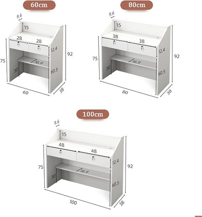 Commercial Reception Counter with Lockable Drawers, Small Reception Desk, Multifunctional Front Counter Desk for Warehouse Office Beauty Salon Restaurant