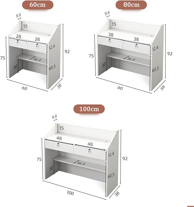 Commercial Reception Counter with Lockable Drawers, Small Reception Desk, Multifunctional Front Counter Desk for Warehouse Office Beauty Salon Restaurant